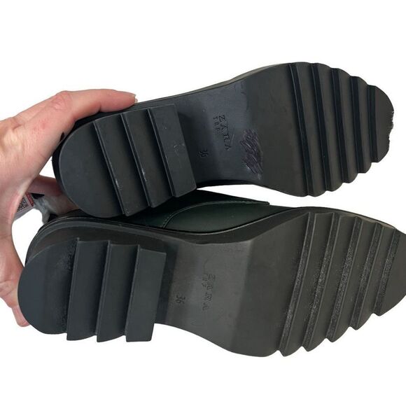 NWT Zara oxfords hunter green size 6 - Picture 5 of 12